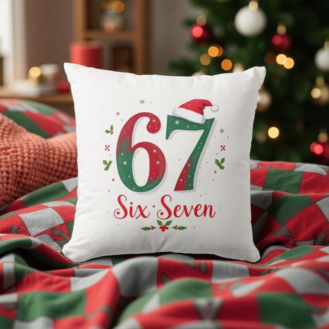 Schattig Kerstmeme Zes Zeven 67 6 7 Vakantie Kussen (Creator heeft geüpload)
