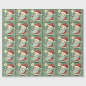 Schattig Kerstmis bel lijnkunst Cadeaupapier (Vlak)
