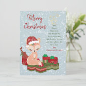 Schattig Kerstmis Dier Baby Vos & Rode Kerstman Ho Feestdagenkaart (Staand voorkant)