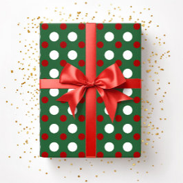 Schattig Kerstmis Groen Rode Stippen Patroon Cadeaupapier