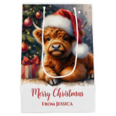 Schattig Kerstmis Hoogland Koe Medium Cadeauzakje (Achterkant)