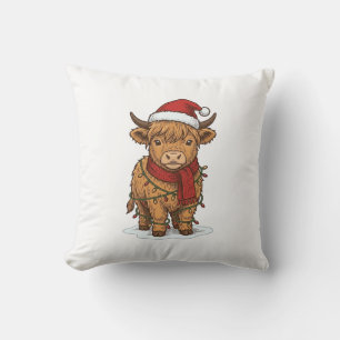 Schattig Kerstmis Hoogland Koe Oude Gravure Shirt Kussen