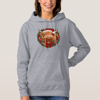 Schattig Kerstmis Hooglandrund Hoodie