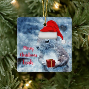 Schattig Kerstmis Kerstmanneneekhoorn Keramisch Ornament