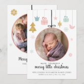 Schattig Kerstmis Kleine Kerstbal Foto Geboorte Aankondiging (Voorkant / Achterkant)