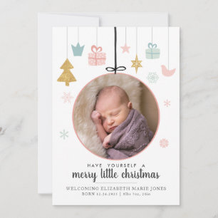 Schattig Kerstmis Kleine Kerstbal Foto Geboorte Aankondiging