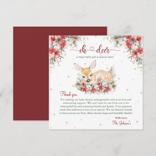 Schattig Kerstmis Oh Hertje Baby Shower Bedankt (Voorkant / Achterkant)