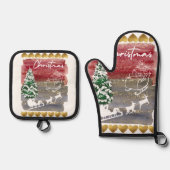 Schattig Kerstmis Ovenwant & Pannenlap Set (Voorkant)