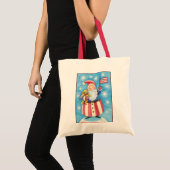 Schattig Kerstmis, Patriottische Kerstman met Vlag Tote Bag (Voorkant (product))