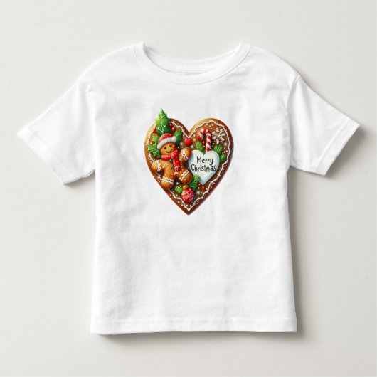 Schattig Kerstmis Peperkoekman Hart Kinder Shirts (Voorkant)