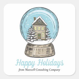 Schattig Kerstmis Sneeuwbol Vastgoedbedrijf Vierkante Sticker