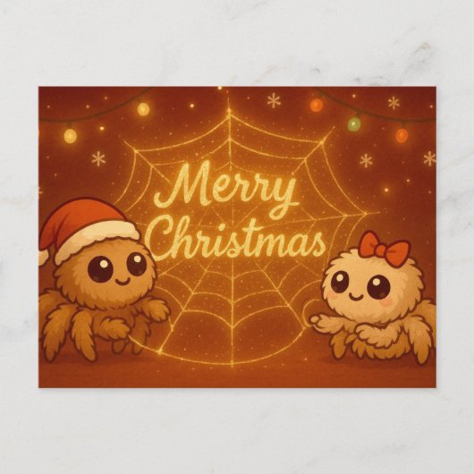 Schattig Kerstmis Spin Koppel Feestdagenkaart (Voorkant)