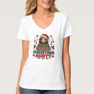 Schattig Kerstmis Tante Retro Pixel Art T-shirt