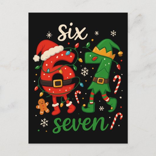 Schattig Kerstmis Zes Zeven Meme Briefkaart (Voorkant)