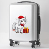 Schattig Kerstpaard Met Kerstmannenhoed Sticker (Koffer)