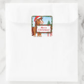 Schattig Kerstpaard Vierkante Sticker (Tas)