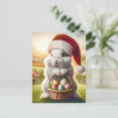 Schattig kerstpaaskonijn briefkaart (Staand voorkant)