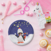 Schattig kerstparadise pinguïn Ornament Papieren Bordje (Feest)