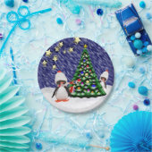 Schattig kerstparadise pinguïn Ornament Papieren Bordje (Feest)