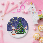 Schattig kerstparadise pinguïn Ornament Papieren Bordje (Feest)