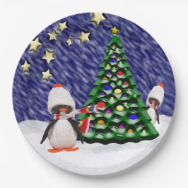Schattig kerstparadise pinguïn Ornament Papieren Bordje