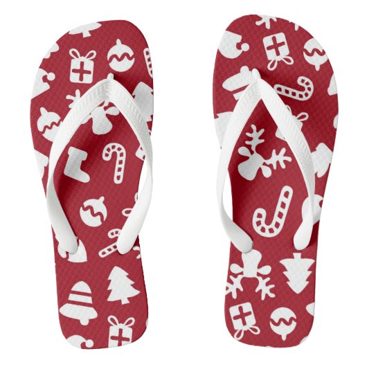 Schattig kerstpatroon rood teenslippers (Voetbed)
