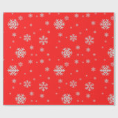 Schattig kerstpatroon witte sneeuwvlokken rood cadeaupapier (Vlak)