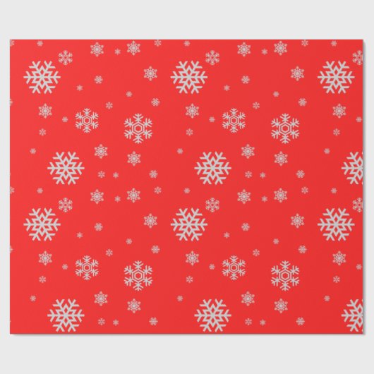 Schattig kerstpatroon witte sneeuwvlokken rood cadeaupapier (Vlak)