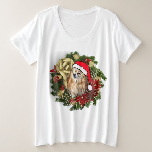 Schattig kerstpommern grote maat t-shirt (Design voorkant)