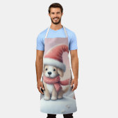 Schattig Kerstpuppy in kerstmuts Schort (Gedragen)