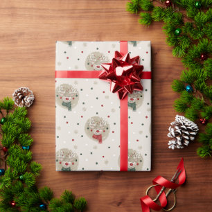Schattig Kerstrendier - Cream Cadeaupapier