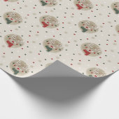 Schattig Kerstrendier - Cream Cadeaupapier (Hoek)