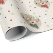 Schattig Kerstrendier - Cream Cadeaupapier (Rol Hoek)