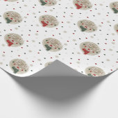 Schattig Kerstrendier - wit Cadeaupapier (Hoek)