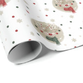 Schattig Kerstrendier - wit Cadeaupapier (Rol Hoek)