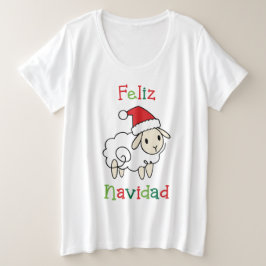 Schattig Kerstschaap – Feliz Navidad Grote Maat T-shirt