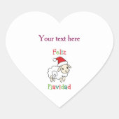 Schattig Kerstschaap – Feliz Navidad Hart Sticker (Voorkant)