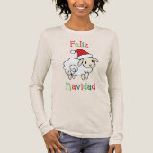 Schattig Kerstschaap – Feliz Navidad Tri-Blend Shirt (Voorkant)