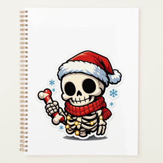 Schattig Kerstskelet met Suikerstok Kawaii Planner (Voorkant)