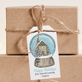 Schattig Kerstsneeuwbol Vastgoedbedrijf Cadeaulabel