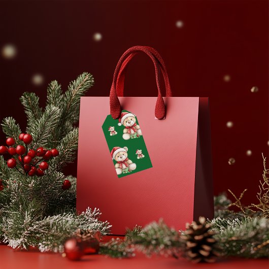 Schattig kerstteddy Bear Cadeaulabel