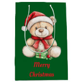 Schattig kerstteddy Bear Medium Cadeauzakje (Voorkant)