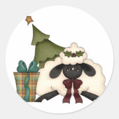 schattig kersttijdschaap ronde sticker (Voorkant)
