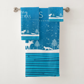 Schattig Kerstvakantie Winter Sneeuwvlok Patroon Bad Handdoek