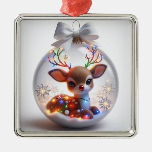 Schattig kerstversiering met feestelijk rendier metalen ornament (Voorkant)