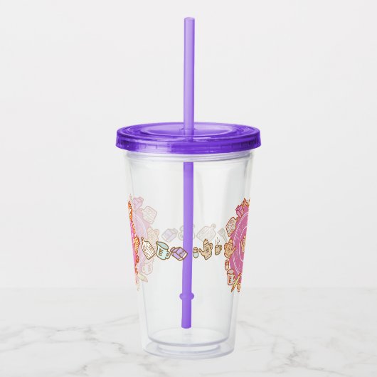 Schattig keukengerei roze acryl drinkbeker (Rechts)