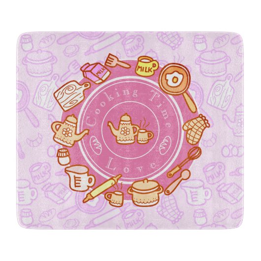 Schattig keukengerei roze snijplank (Voorkant)