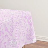 Schattig keukengerei roze tafelkleed (Voorbeeld)