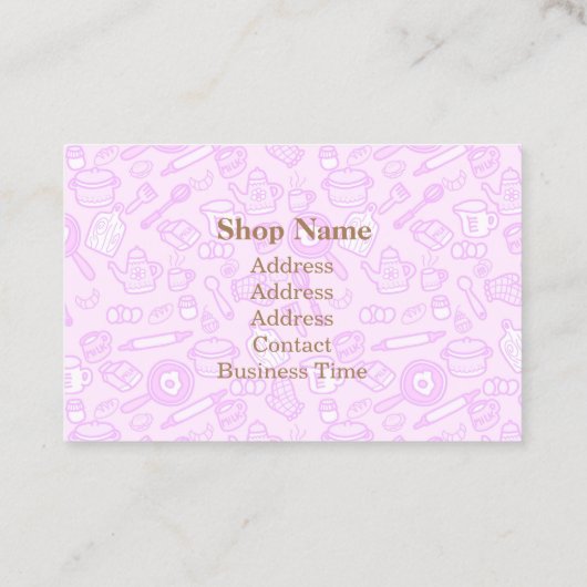Schattig keukengerei roze visitekaartje (Achterkant)