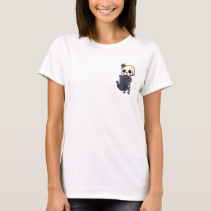 Schattig Keurige Skelet Knuffelt met Lachende Zwar T-shirt